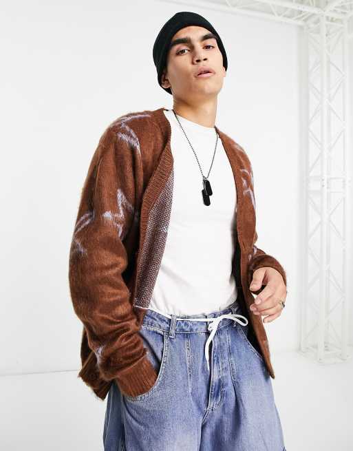 Obey slint cardigan in brown