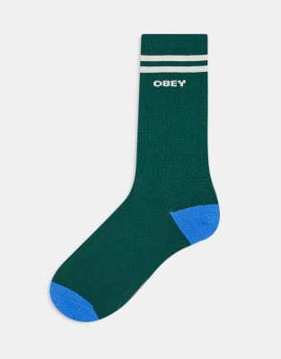 Obey - Socken in Grün mit Logo und Fußballprint