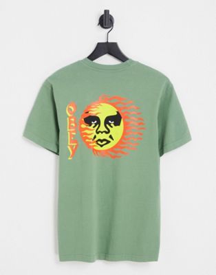Obey solar flare backprint t-shirt in green