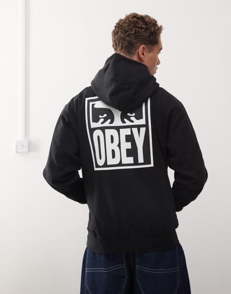 Obey - Sort hættetrøje med øjegrafik - view 1