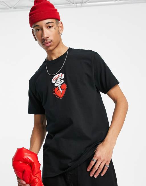Obey - Sort T-shirt med knust hjerte 