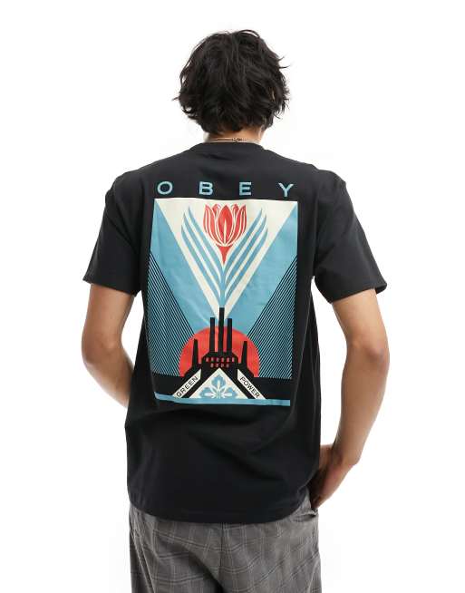 Obey - Sort T-shirt med korte ærmer og 'Green Power'-grafik
