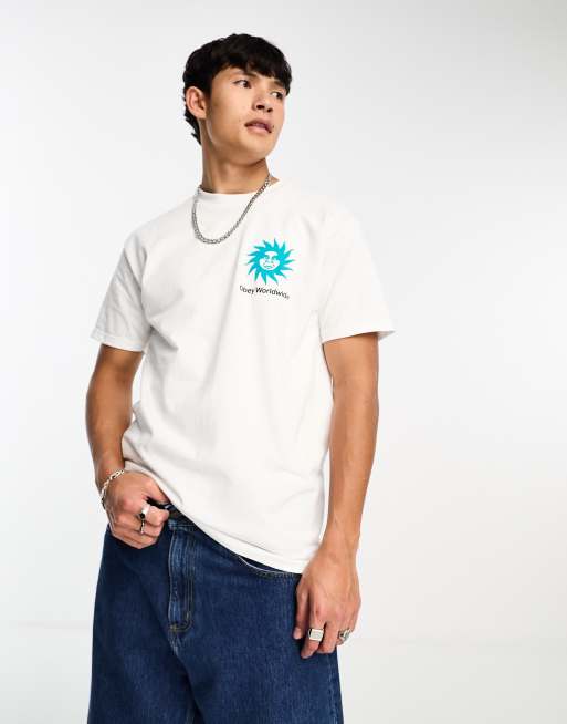 Obey spiral backprint t-shirt in white | ASOS