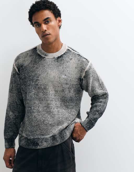 Obey spray effect crewneck jumper in grey multi, 2 of 5
