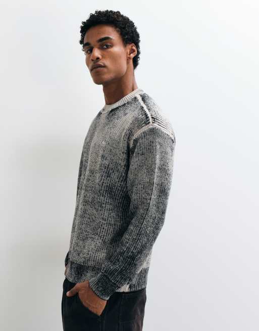 Obey spray effect crewneck jumper in grey multi, 4 of 5