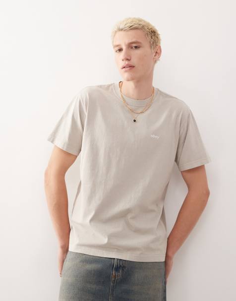 Obey – Srebrno-szary T-shirt z logo - view 1