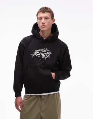Obey Obey stars logo oversized hoodie in black
