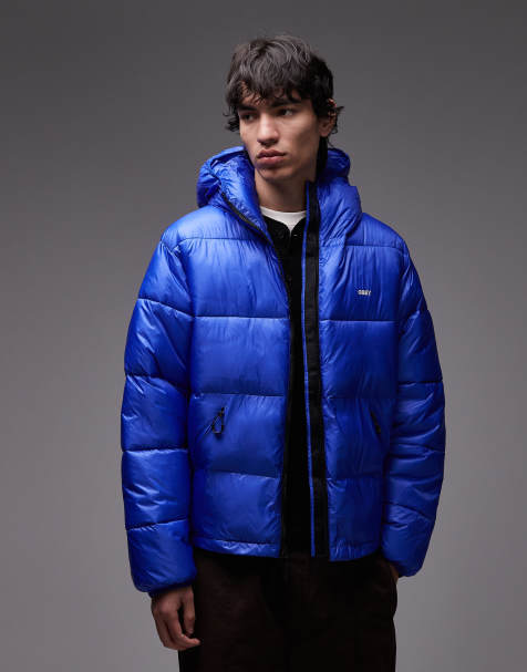 Obey stratus hooded puffer jacket in blue - view 1