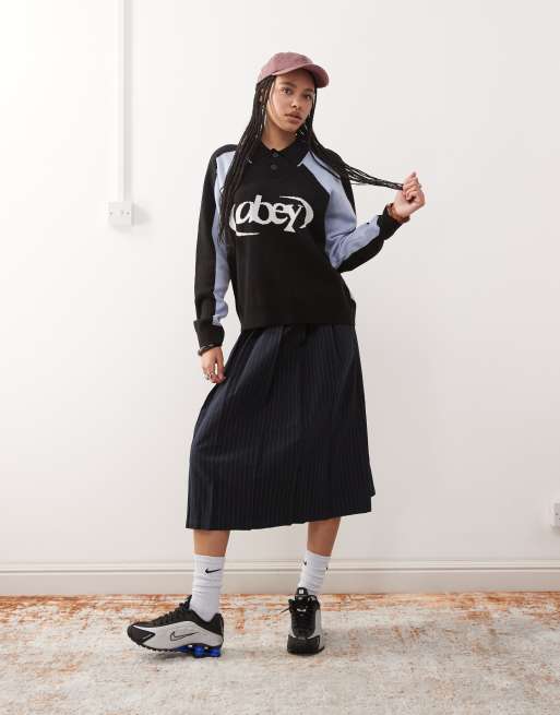 Obey - Strikket poloskjorte med fodbolddesign og logo, 2 af 4