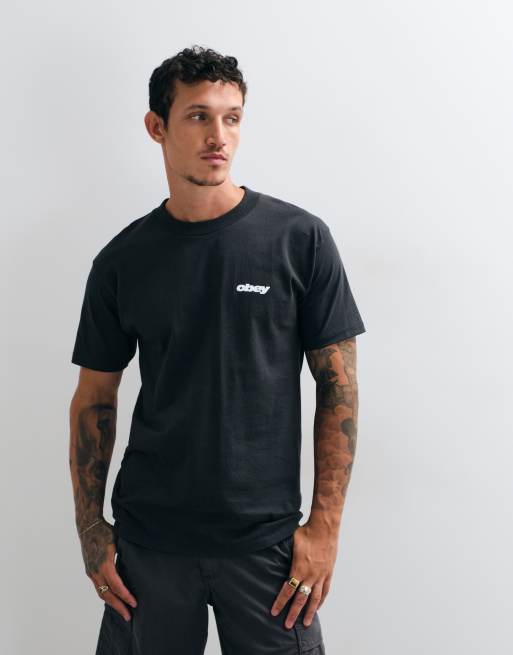 Obey stronger together back graphic short sleeve t-shirt in dark grey, 2 of 5