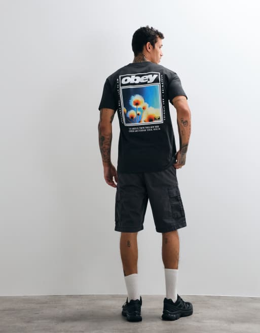 Obey stronger together back graphic short sleeve t-shirt in dark grey, 3 of 5