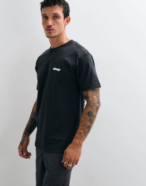Obey stronger together back graphic short sleeve t-shirt in dark grey, 4 of 5