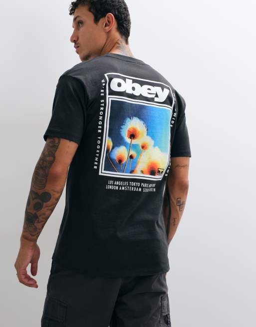 Obey stronger together back graphic short sleeve t-shirt in dark grey, 5 of 5