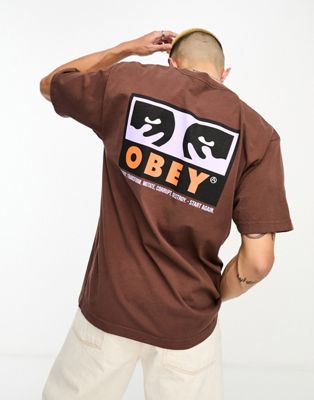 Obey subvert t-shirt in brown