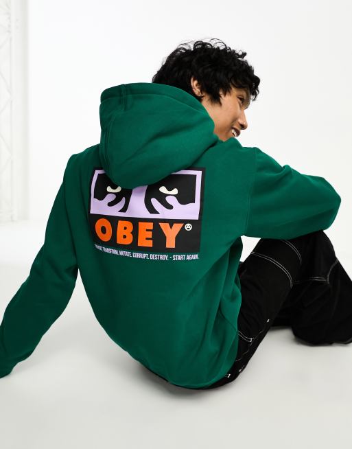 Obey – Subvert – Zielona bluza z kapturem