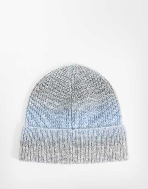 OBEY Sully cuff ribstrikket beanie med gradientstribe i blå multi, 3 af 3