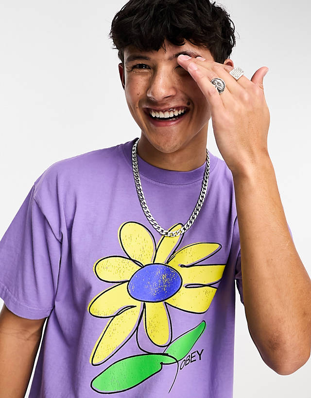 Obey - sun flower t-shirt in purple