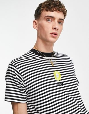 Obey sun stripe t-shirt in black and white