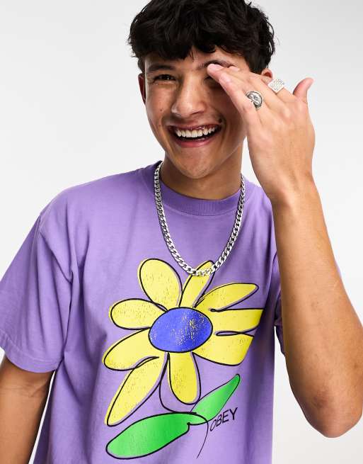 Obey sunflower t-shirt in purple