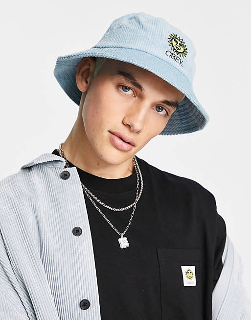 Obey sunny cord bucket hat in light blue