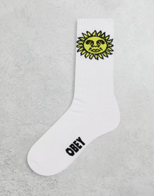Obey sunshine socks in white