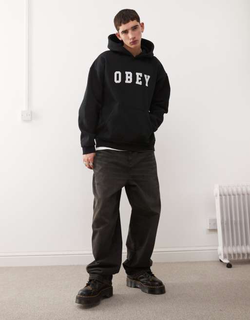 Obey Sweat à capuche épais en feutre Noir ASOS