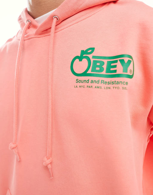 Obey Sweat a capuche unisexe avec imprime au dos Rose