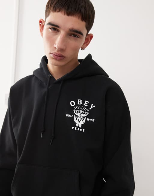  Obey - Sweat avec imprimé fleur de lotus et mains - Noir , 3 de 4
