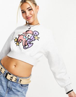 Obey animal print cropped sweat in grey - ASOS Price Checker