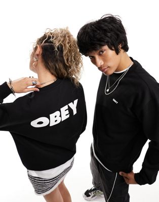Obey bold logo unisex sweatshirt in black - ASOS Price Checker