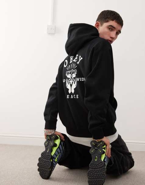 Obey – Sweatshirt in Schwarz mit Lotus-Hand-Grafik - view 1