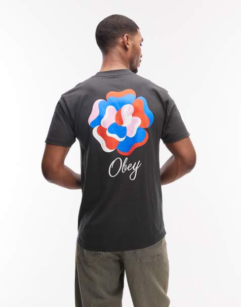 Obey - T-shirt à à motif rose en papier au dos - Noir - view 1