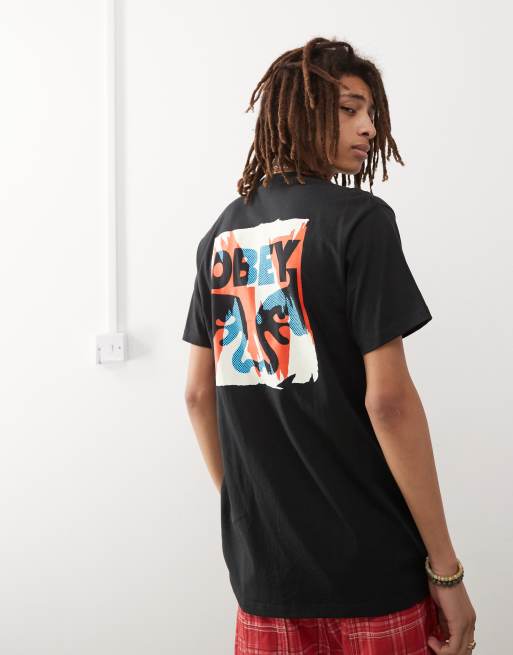 Obey - T-shirt à imprimé affiche déchirée - Noir 