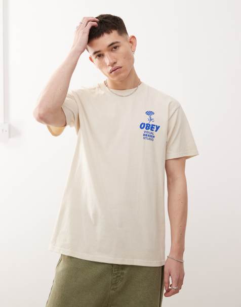 Obey - T-shirt à logo et motif Building Strong Minds - Crème - view 1