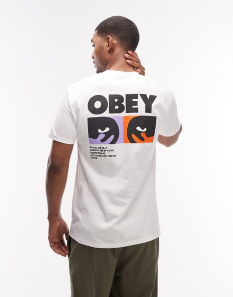 Obey - T-shirt à logo graphique et imprimé au dos - Blanc - view 1