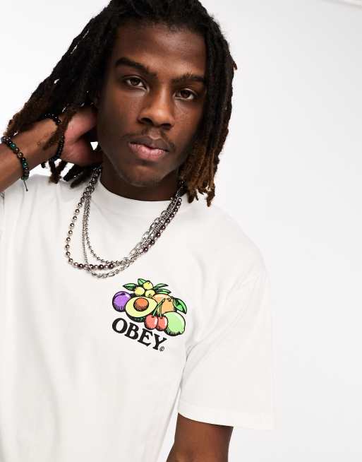 Obey - T-shirt avec imprimé bol de fruit au dos - Blanc, 3 de 4