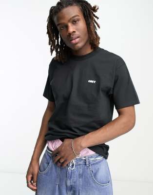 Obey - T-shirt avec imprimé logo large dans le dos - Noir