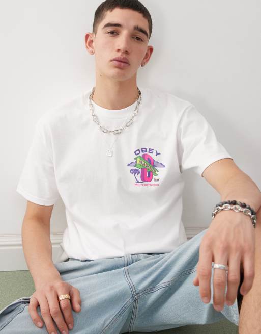 Obey - T-shirt avec logo Dream Construction à l'avant et au dos - Blanc, 3 de 4