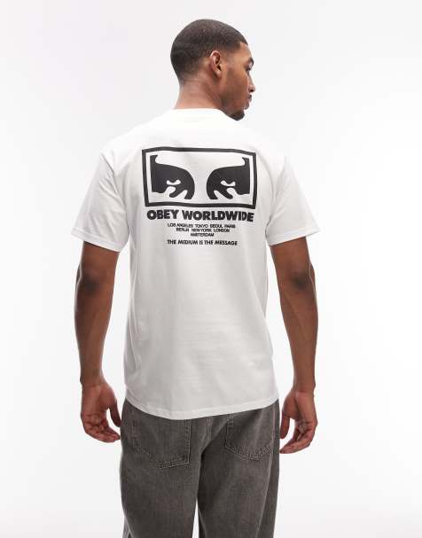 Obey - T-shirt bianca con grafica del logo e stampa sul retro - view 1
