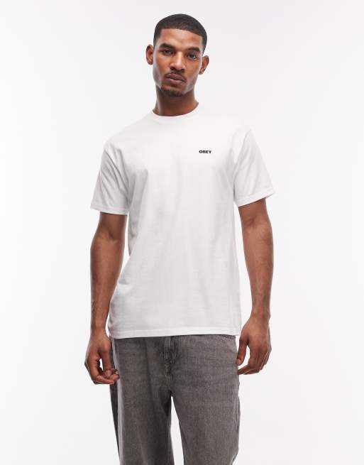 Obey - T-shirt bianca con grafica del logo e stampa sul retro, 3 di 5