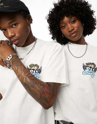 T-shirt bianca con stampa di cherubini sul retro-Bianco - Obey T-shirt donna  - immagine3