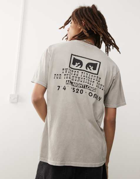 Obey - T-shirt color pietra tinta in capo con stampa sul retro - view 1