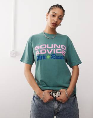 Thumbnail - Obey - T-Shirt in Grün mit „Sound Advice"-Print