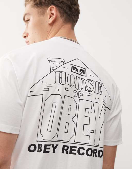 Obey – T-Shirt in Weiß mit „House of Obey Records“-Grafikprint, 3 von 4