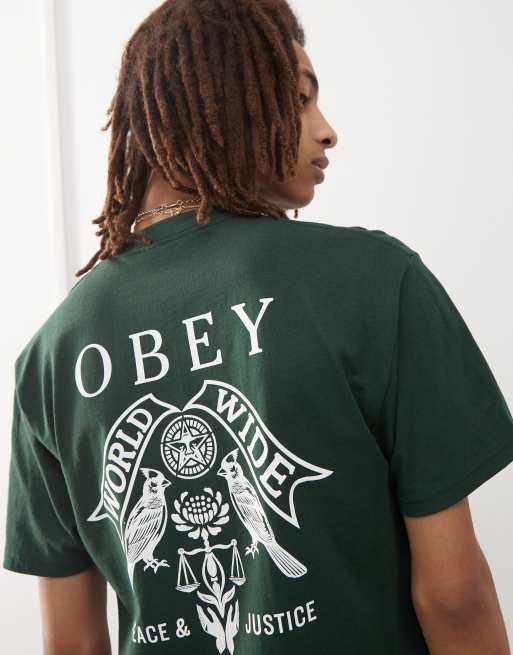 Obey - T-shirt met Birds of Justice-print in groen , 3 van 4