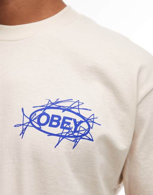 Obey - T-shirt met gekrabbelde sterren in gebroken wit, 5 van 5