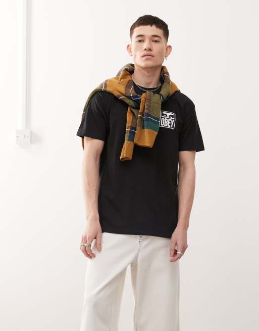 Obey - T-shirt met icoon logoprint met ogen op de achterkant in zwart, 3 van 4