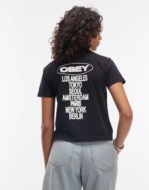 Obey - T-shirt met korte mouwen en print op de achterkant in zwart - view 1