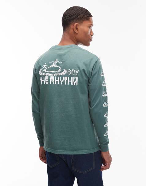 Obey - T-shirt met lange mouwen en The Rhythm-print op de achterkant in groen - view 1