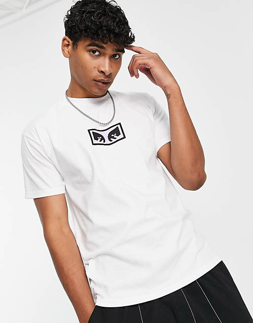 Obey - T-shirt met ogenprint in wit